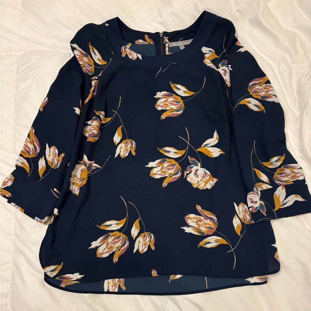 Daniel Rainn Navy Floral Blouse